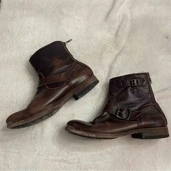 Frye Tyler SVL Engineer Brown Leather Ankle Boots Size 7.5 - Picture 3 of 11